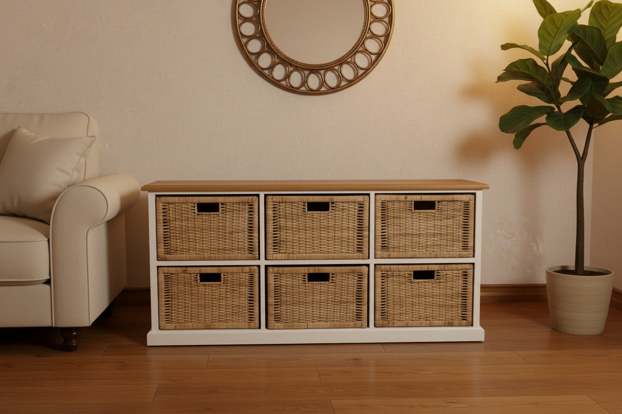 Coastal 6 Drawer Storage Horizontal