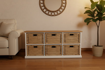 Coastal 6 Drawer Storage Horizontal