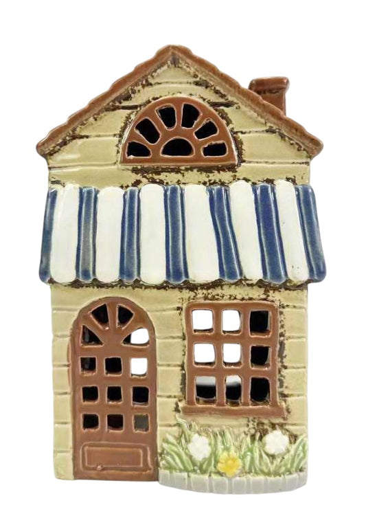 Blue and White Awning Tealight House