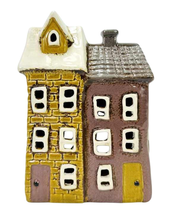 Yellow and Brown Double Teallight House