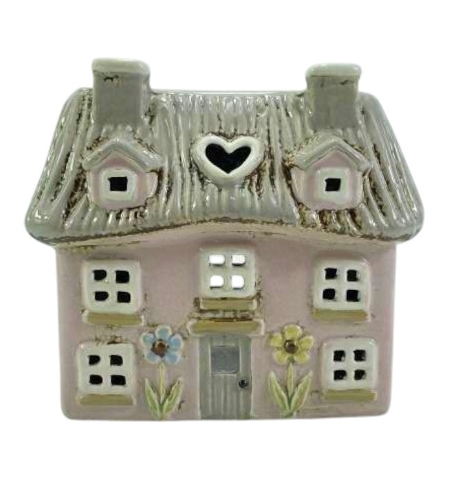Pink Thatched Tealight House