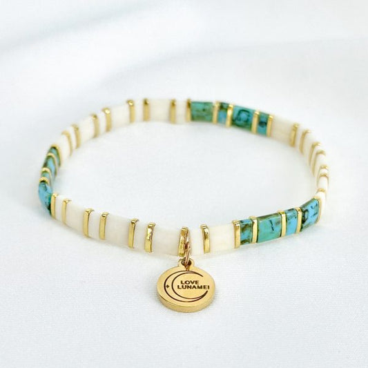 Love Bracelet-Turquoise, Gold and Off White