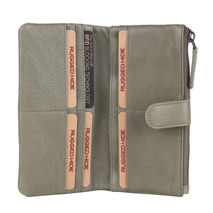 Rugged Hide Veronica Wallet-Olive