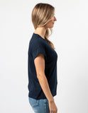 Stella and Gemma Cuff Sleeve Tee- Navy