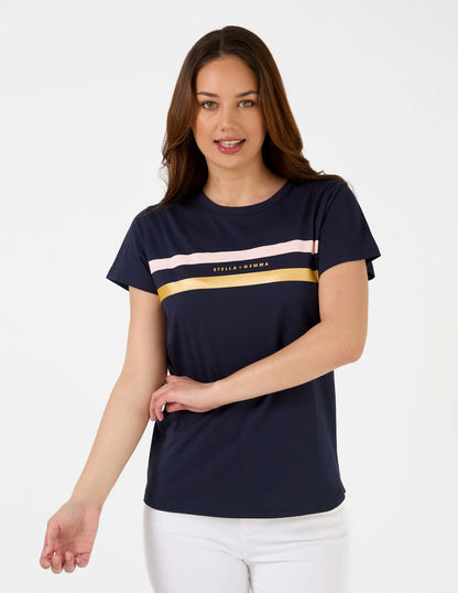 Stella and Gemma Icon Tee-Navy