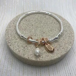 Charm Bangle Silver and Rose