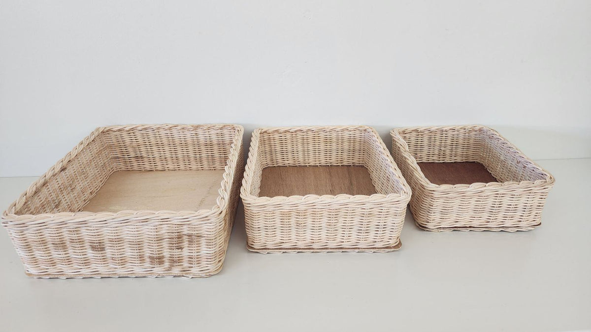 Rattan Square Basket S/3