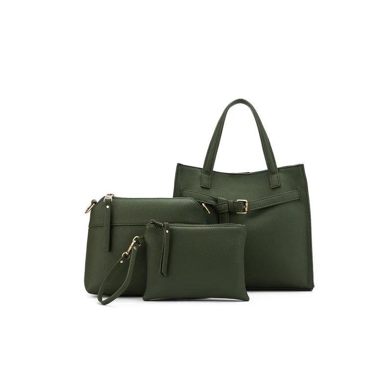 Kellye 3 Piece Handbag-Dark Olive