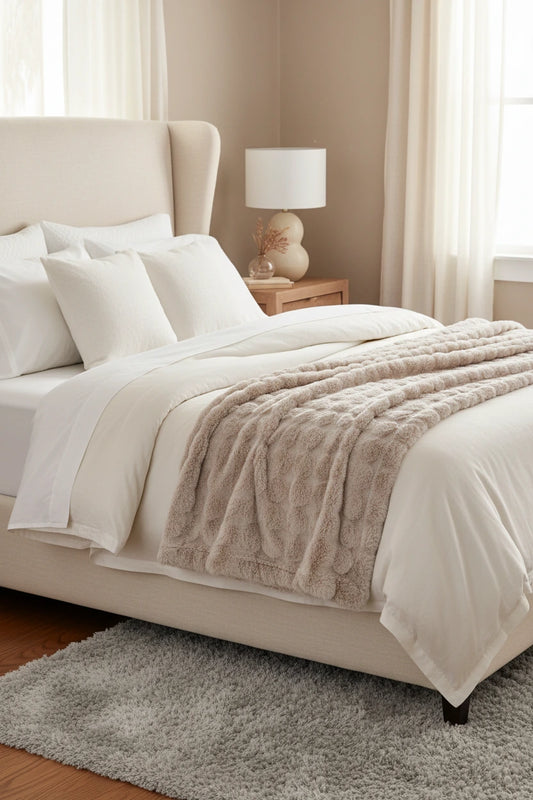 Throw Rug Faux Fur- FAWN