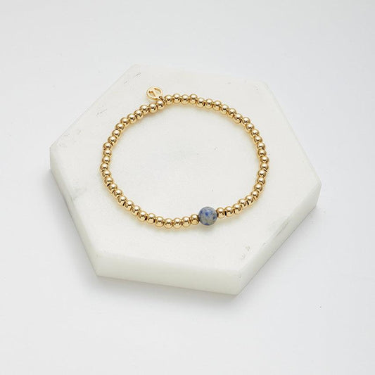 Zafino Gold Bead Bracelet-Blue