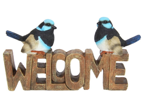 Blue Wrens on Welcome Plaque