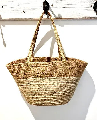 Jute Shopper- Ivory stripes