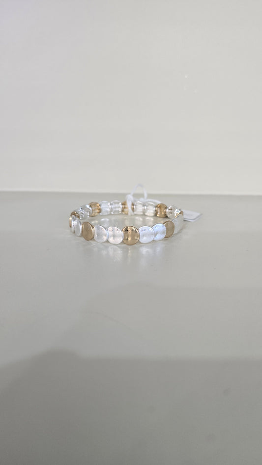 Bracelet Two Tone Stretchy Disc