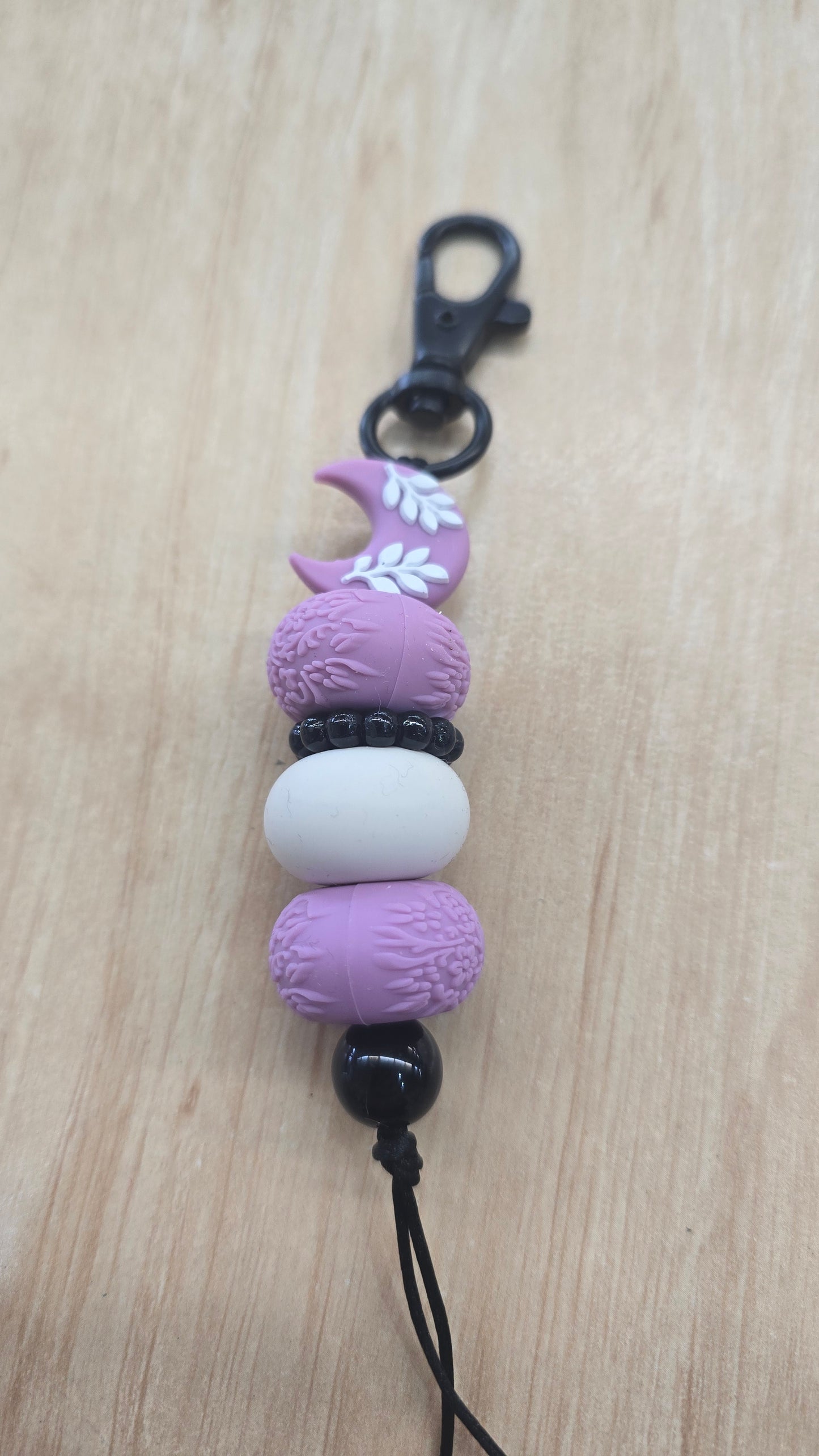 Beaded Hanging Keyring- Lilac  Love