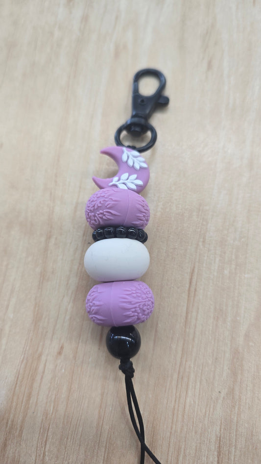 Beaded Hanging Keyring- Lilac  Love