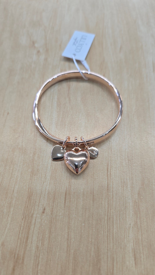 Heart Bangle- Rose Gold