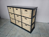 Rattan Storage Unit 9 Drawer-Black