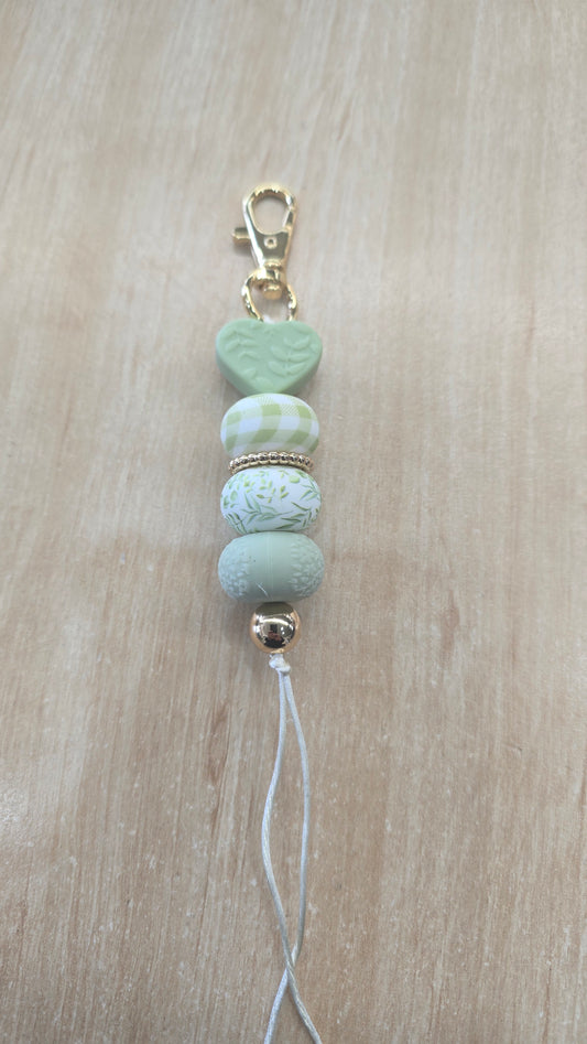 Hanging Beaded Keyring-All Green
