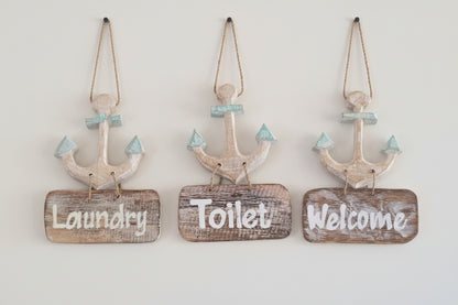 Wooden Anchor Sign Set