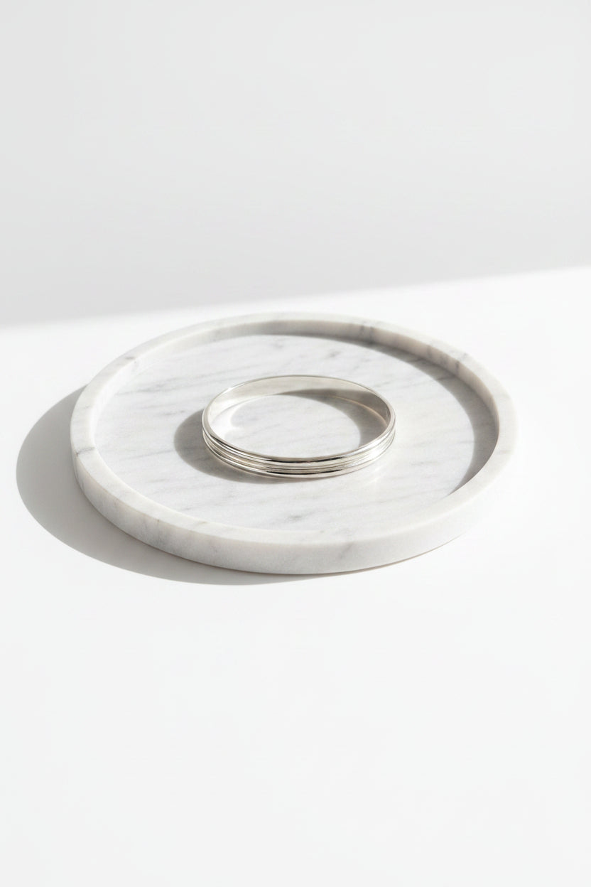 Silver Grooved Bangle