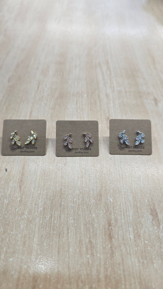 Earrings Crystal Leaf-Clear