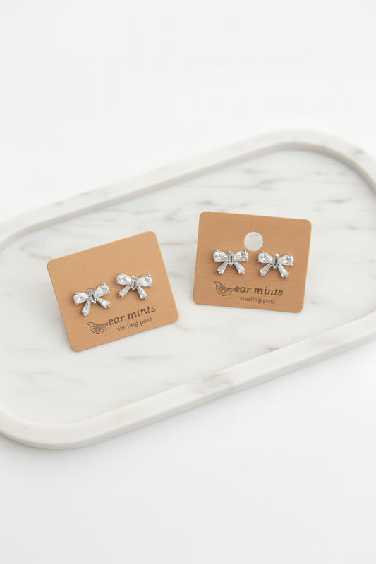 Clear Crystal Bow Earrings