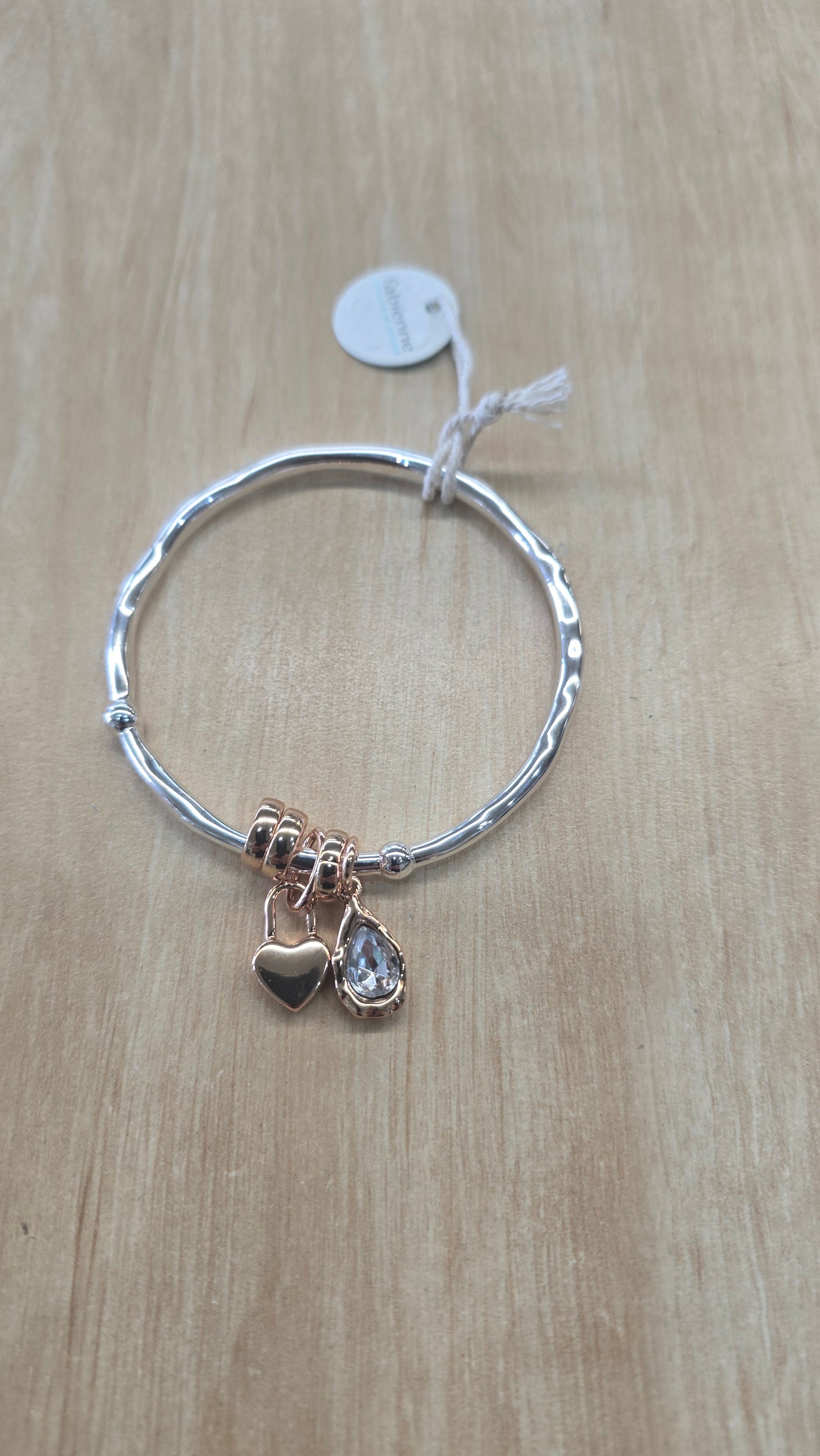 Bangle Silver/ Rose Cubic Teardrop
