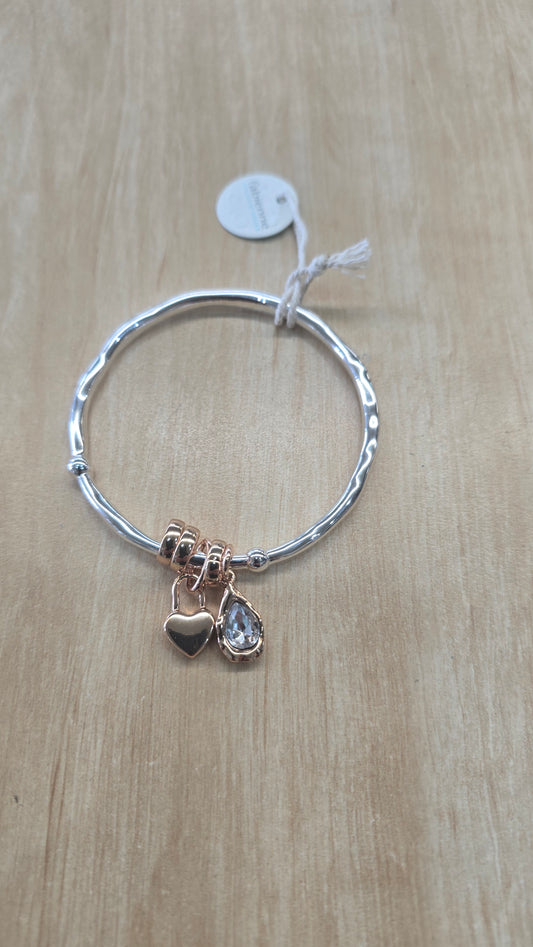 Bangle Silver/ Rose Cubic Teardrop