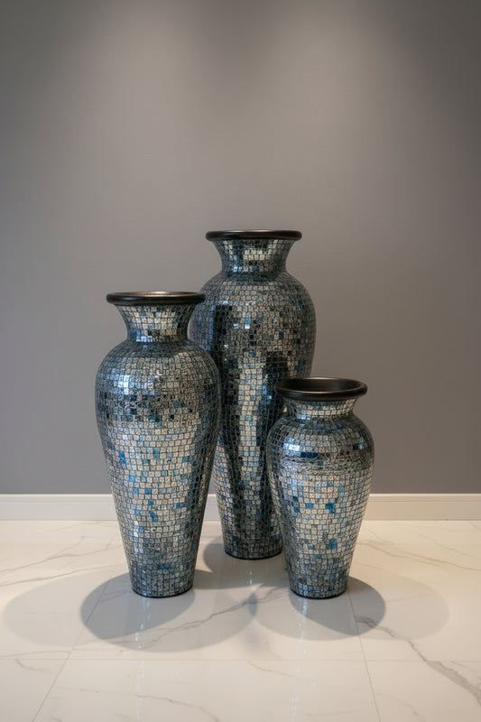 Mosaic Lip Vase-Blue/Brown