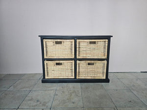 Rattan Storage Unit 4 Drawer- Black