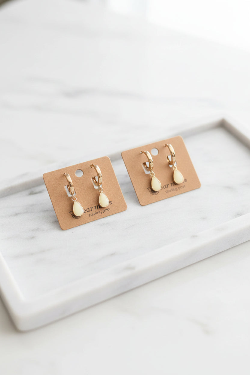 Peach Enamel Teardrop Earrings