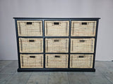 Rattan Storage Unit 9 Drawer-Black