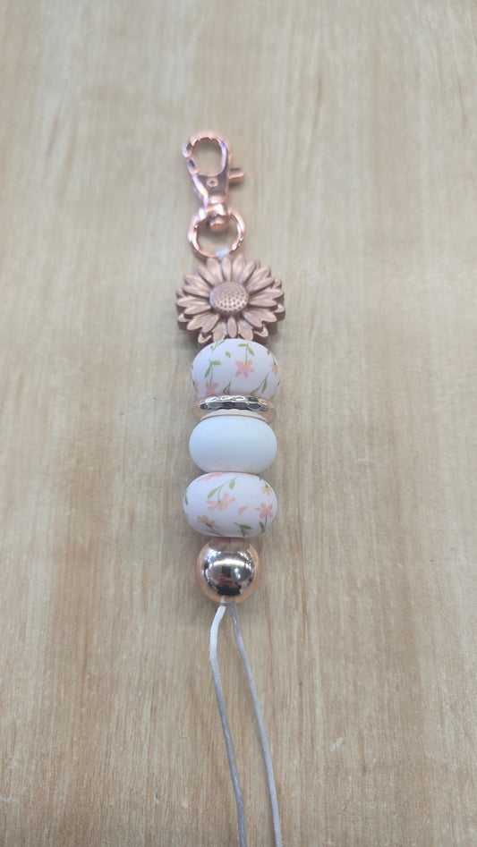 Beaded Hanging Keyring-Rose Daisy