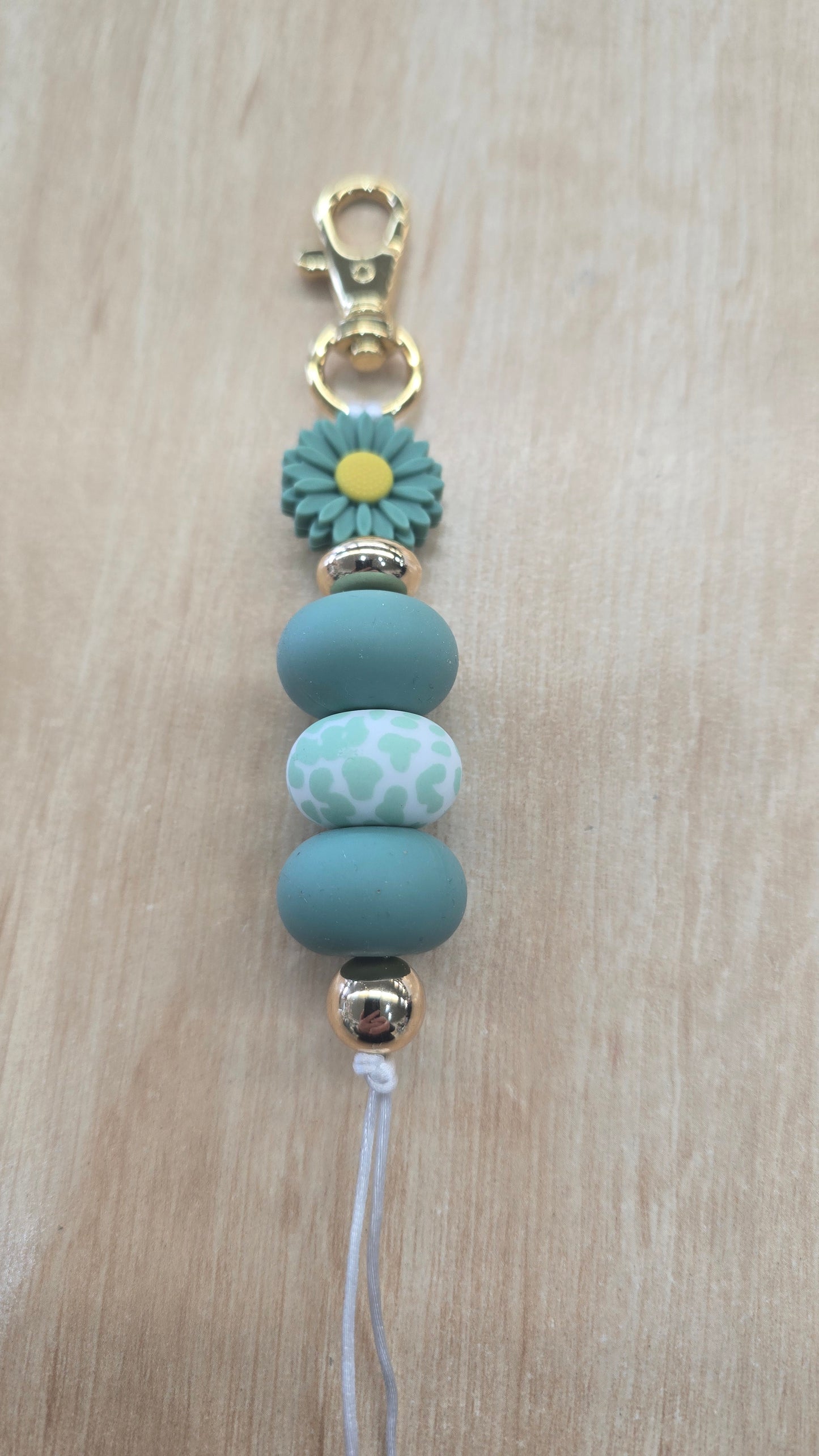 Beaded Hanging Keyring- A little Emerald