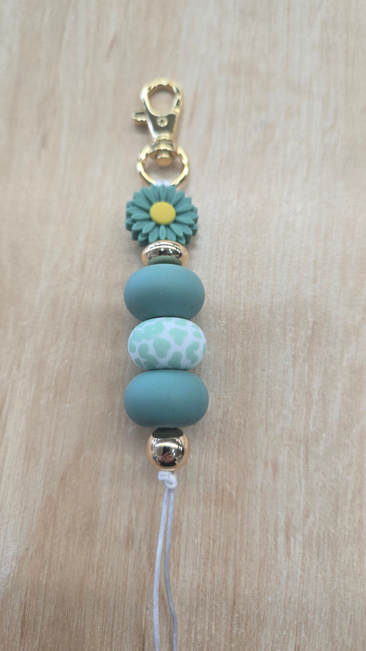 Beaded Hanging Keyring- A little Emerald