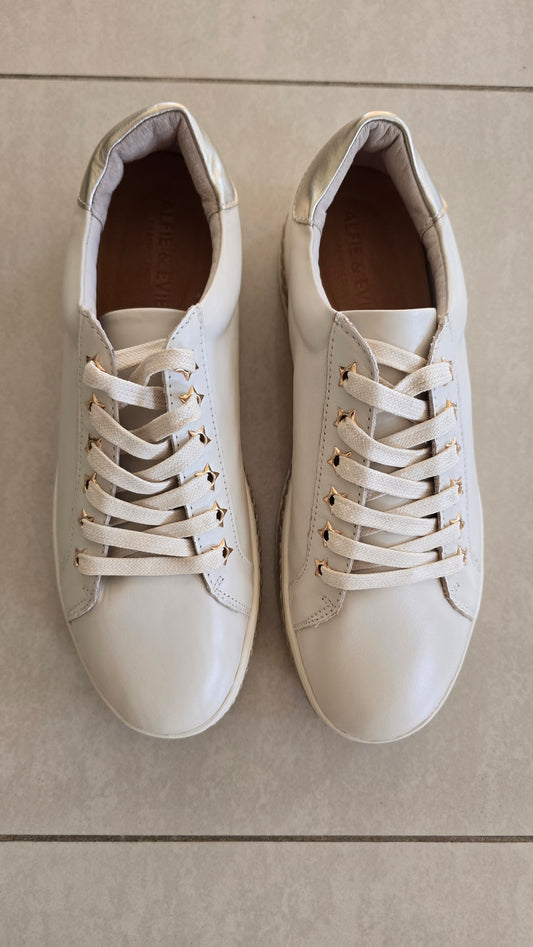 Alfie and Evie Plant Sneaker- White/ Gold