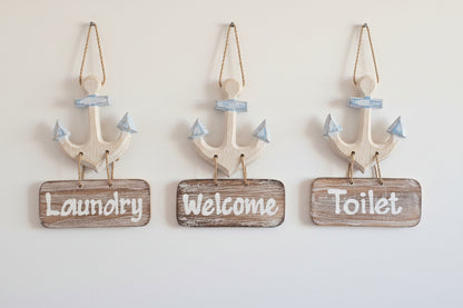 Wooden Anchor Sign Set