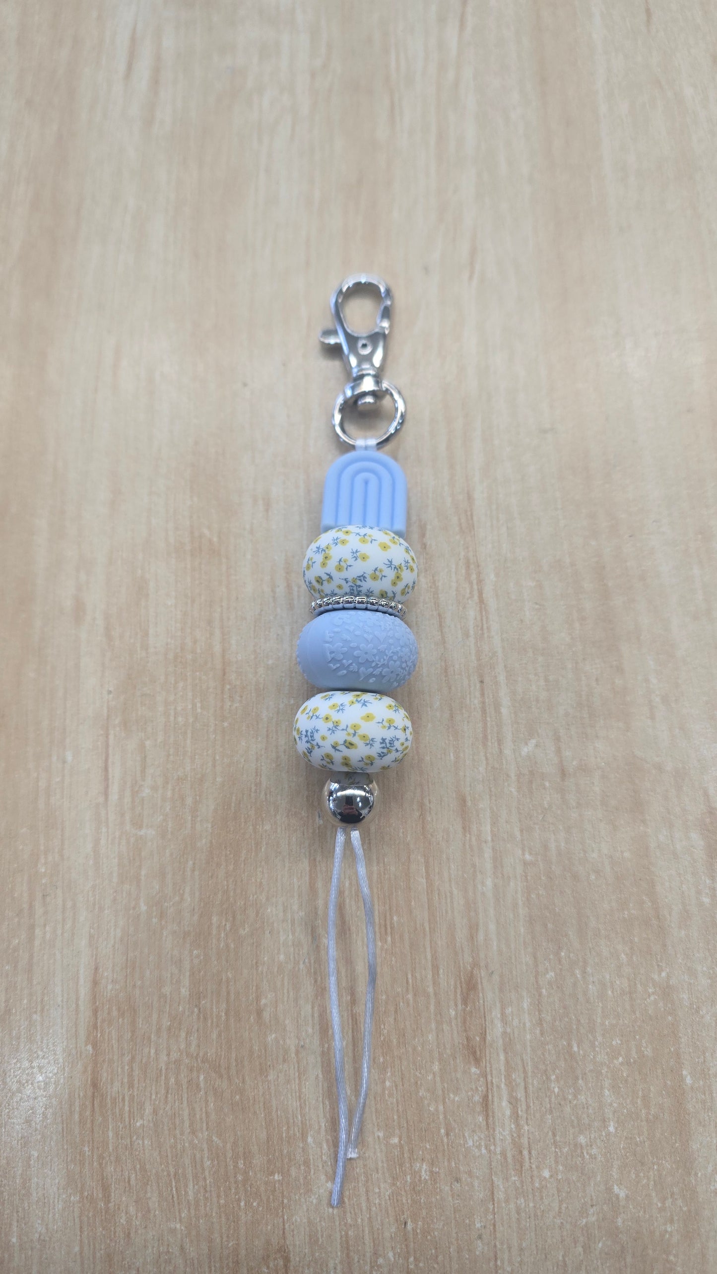 Beaded Hanging Keyring- Cornflower