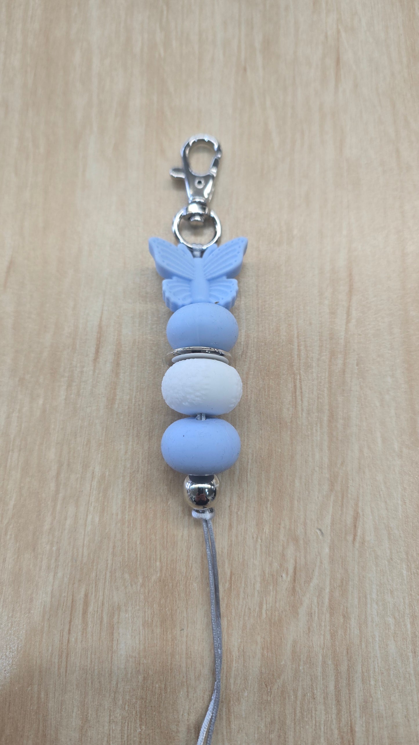 Hanging Beaded Keyring- Blue Butterfly