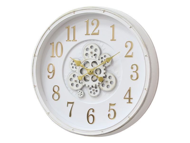 Clock Working Cogs-White