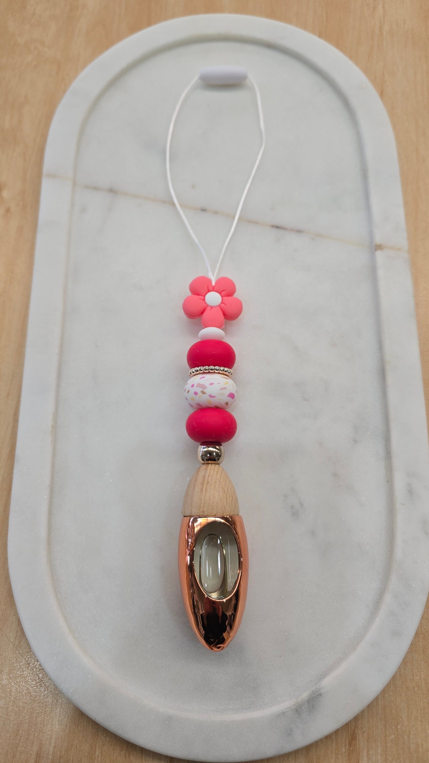 Beaded Hanging Diffuser-Coral Flower