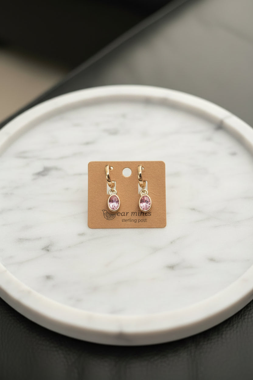 Pink Crystal Drop Earrings
