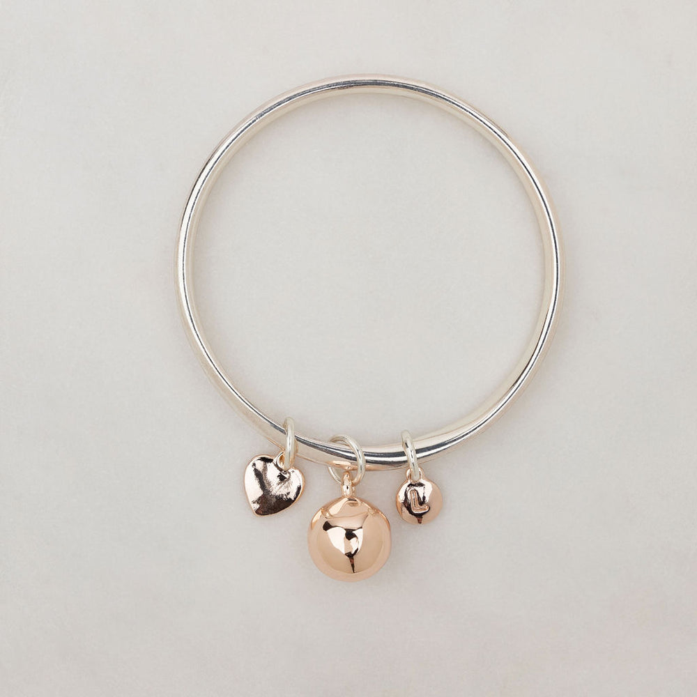 Silver and Rose Gold Ball Bangle