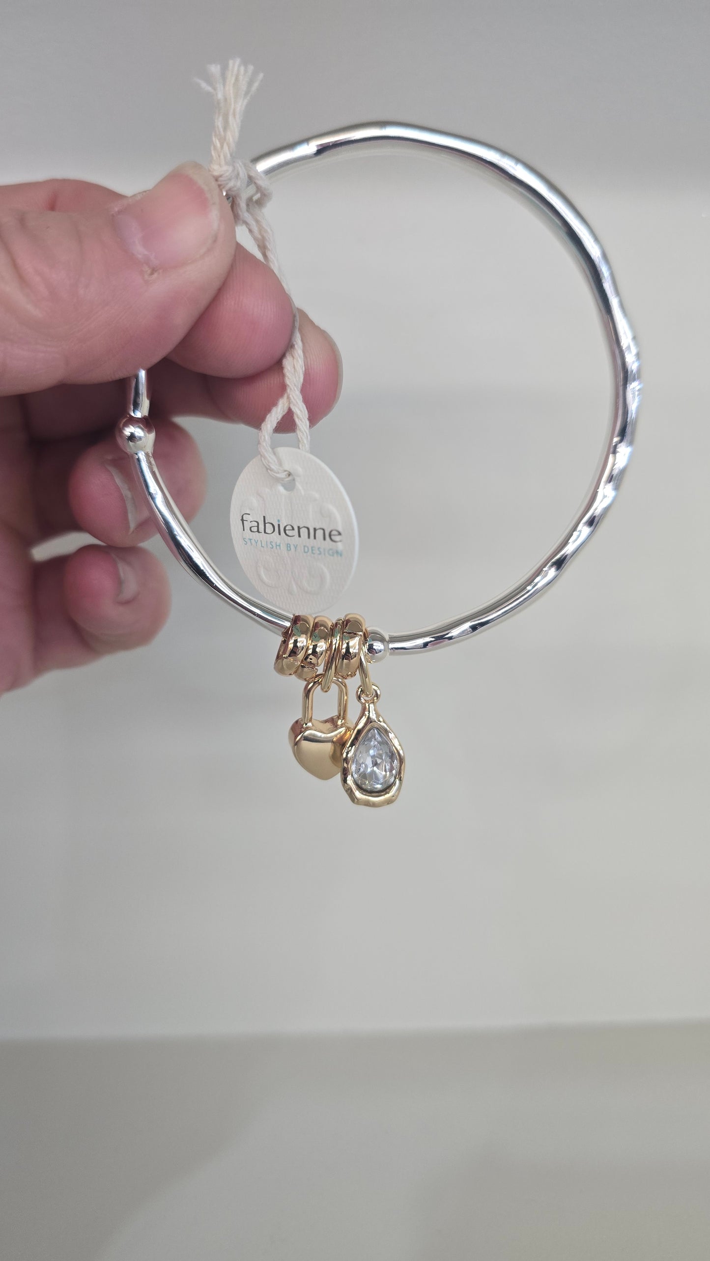 Bangle Silver/Gold Cubic Teardrop