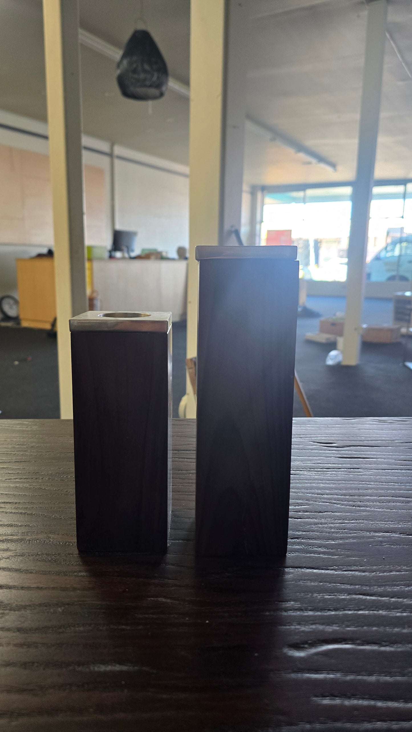 Wooden Candle Holder Pair