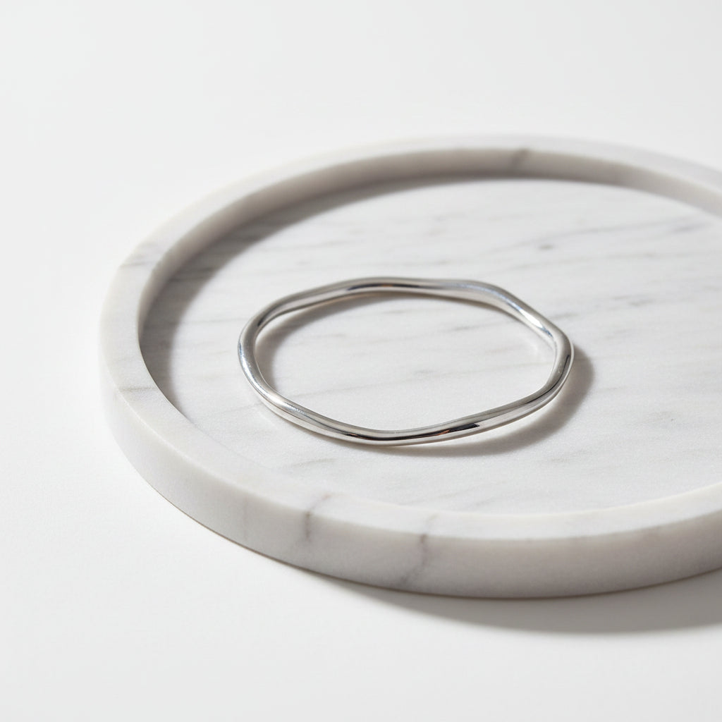 Simple Irregular Shape Silver Bangle