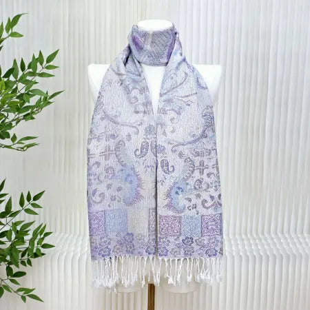 Scarf-White and Purples