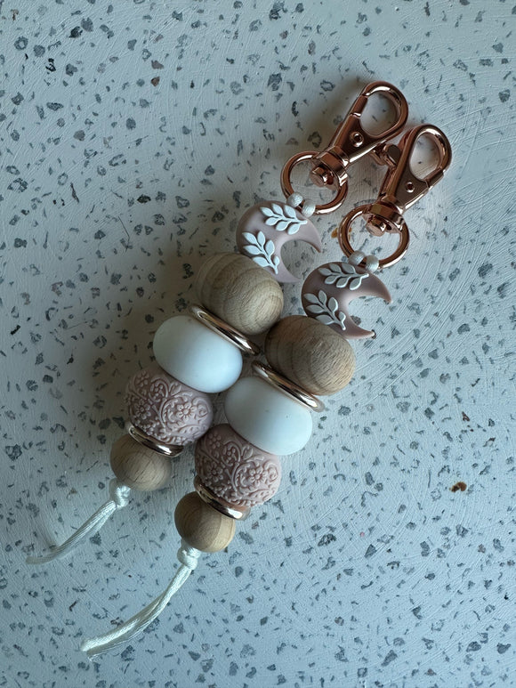 Beaded Nude Crescent Keyring