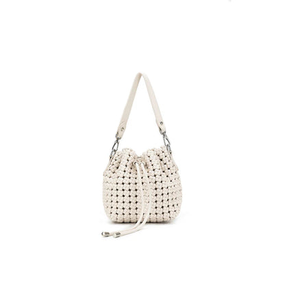 Mindy Woven Bucket Bag- White