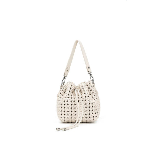 Mindy Woven Bucket Bag- White